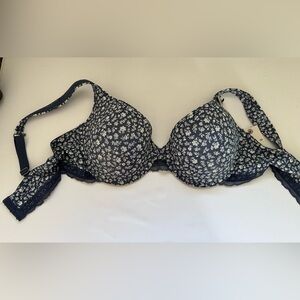 Lucky Brand Bra Size 42C Blue Light Lift Demi Cup Underwired Smooth Molded NEW